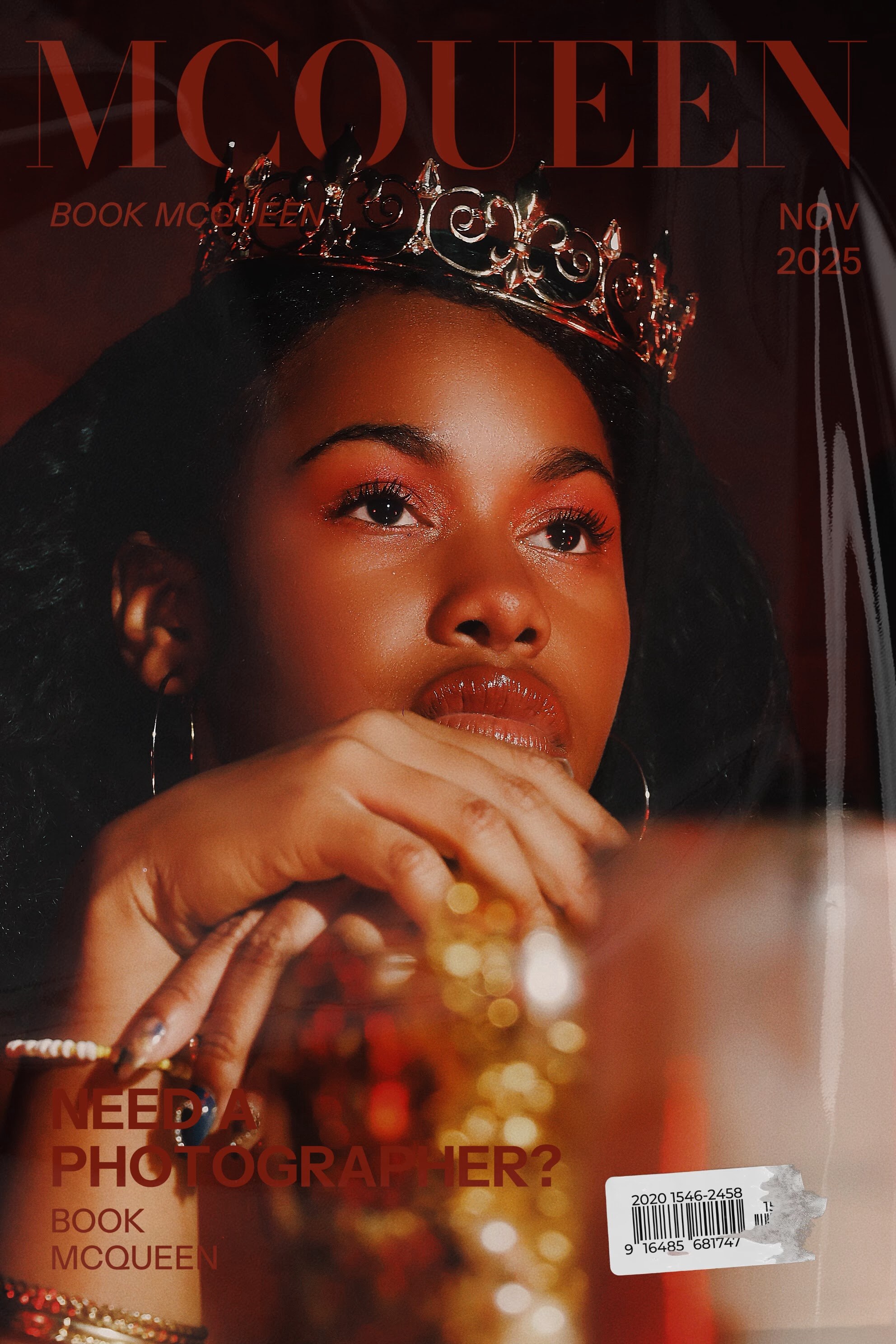 MCQUEEN — gold crown, contemplation.
