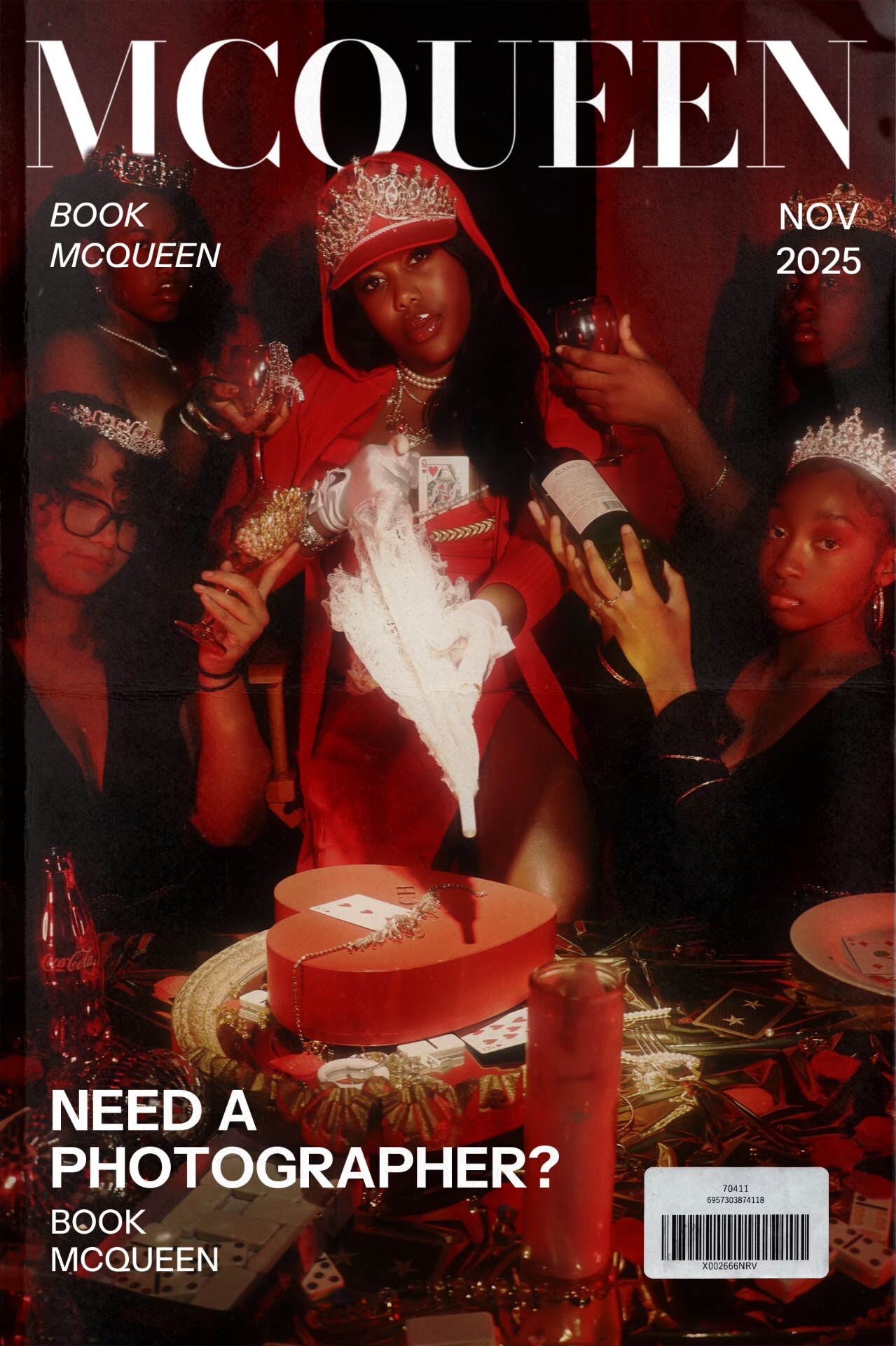 MCQUEEN — red room banquet, full ensemble cover.
