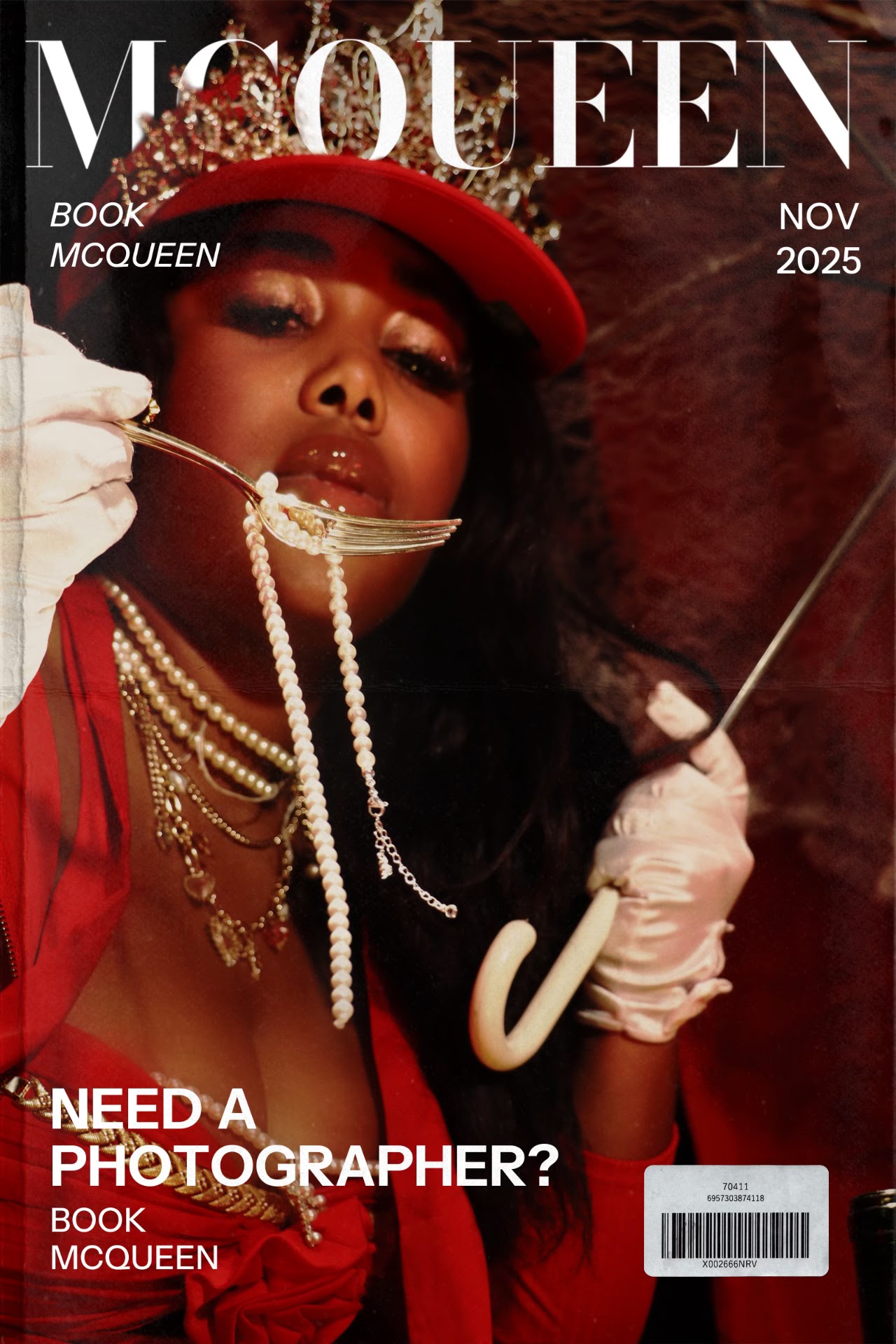 MCQUEEN — 'Need a Photographer? Book McQueen' cover edition.
